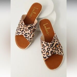 Lulu's Koren Leopard Espadrille‎ Slide Sandals